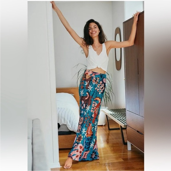 🦋FARM RIO FOR ANTHROPOLOGIE GABRIELA knit MAXI SKIRT XS - Picture 6 of 16